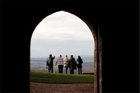 Tourists looking at a scenic landscape, Brancion, Saone-et-Loire, Burgundy, France, Europe Fotografie stock - Rights-Managed, Codice: 841-06032184