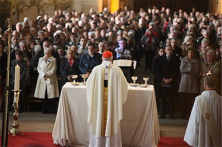 priest - Archbishop celebrating Mass in Saint-Eustache church, Paris, France, Europe Stock Photo - Rights-Managed, Code: 841-06032262