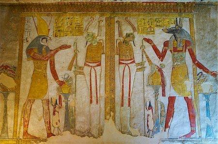 Bas-relief painted on the walls of the royal tomb, Setnakht tomb, Valley of the Kings, Thebes, UNESCO World Heritage Site, Egypt, North Africa, Africa Stock Photo - Rights-Managed, Code: 841-06032914