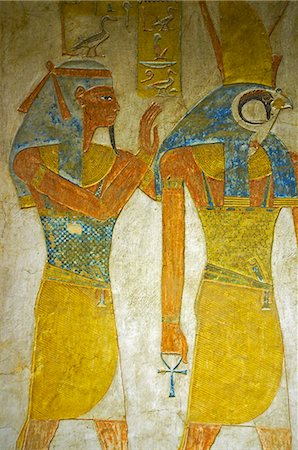 simsearch:841-06032876,k - Bas-relief painted on the walls of the royal tomb, Setnakht tomb, Valley of the Kings, Thebes, UNESCO World Heritage Site, Egypt, North Africa, Africa Foto de stock - Con derechos protegidos, Código: 841-06032915