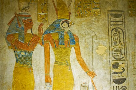 Bas-relief painted on the walls of the royal tomb, Setnakht tomb, Valley of the Kings, Thebes, UNESCO World Heritage Site, Egypt, North Africa, Africa Stock Photo - Rights-Managed, Code: 841-06032916