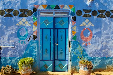 painted wall - Nubian painted village near Aswan, Egypt, North Africa, Africa Stock Photo - Rights-Managed, Code: 841-06032933