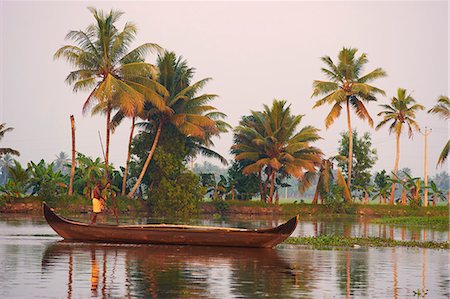 river side - Boat on the backwaters, Allepey, Kerala, India, Asia Stock Photo - Rights-Managed, Code: 841-06032973