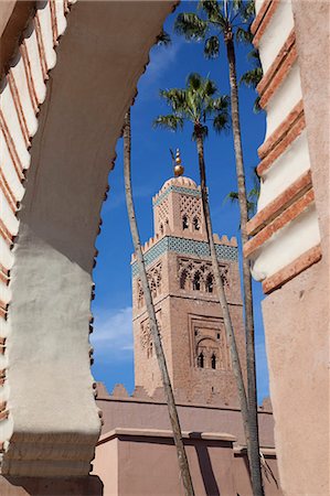 Minaret of the Koutoubia Mosque, Marrakesh, Morocco, North Africa, Africa Stock Photo - Rights-Managed, Code: 841-06033162