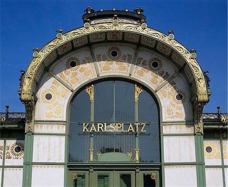 Ornate entrance of subway station, Vienna, Austria, Europe Stock Photo - Rights-Managed, Code: 841-06033226