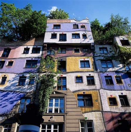 Hundertwasserhaus (antitraditional architecture), Vienna, Austria, Europe Foto de stock - Con derechos protegidos, Código: 841-06033227