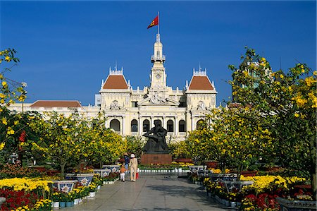 Hotel de Ville (Ho Chi Minh City Hall) decorated for Chinese New Year, Ho Chi Minh City (Saigon), Vietnam, Indochina, Southeast Asia, Asia Stock Photo - Rights-Managed, Code: 841-06033266