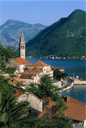 simsearch:6119-07452540,k - View over village with the church of St. Nikola belfry, Perast, The Boka Kotorska (Bay of Kotor), UNESCO World Heritage Site, Montenegro, Europe Stock Photo - Rights-Managed, Code: 841-06033323