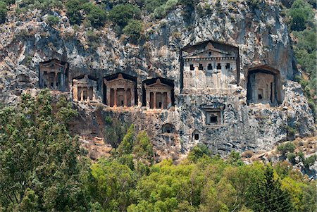 Lycian Rock Tombs of Caunos, near Dalyan, Aegean, Anatolia, Turkey, Asia Minor, Eurasia Stock Photo - Rights-Managed, Code: 841-06033367