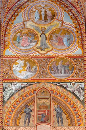 Frescoes decorating interior of Matthias Church (Matyas-Templom), UNESCO World Heritage Site, Buda, Budapest, Hungary, Europe Foto de stock - Con derechos protegidos, Código: 841-06033393