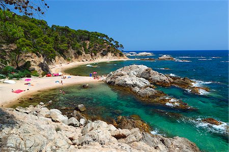 rocky coastline - Cala Estreta, Cap Roig, near Calella de Palafrugell, Costa Brava, Catalonia, Spain, Mediterranean, Europe Stock Photo - Rights-Managed, Code: 841-06033693