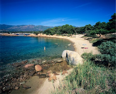Beach view, Cala Rossa, South East Corsica, Corsica, France, Mediterranean, Europe Foto de stock - Con derechos protegidos, Código: 841-06033730