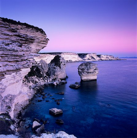 The falaise at dusk, Bonifacio, South Corsica, Corsica, France, Mediterranean, Europe Fotografie stock - Rights-Managed, Codice: 841-06033754