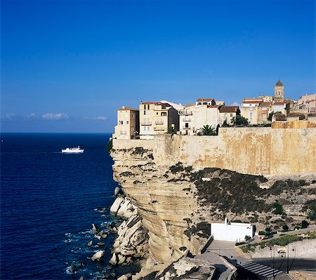 Haute Ville on cliff edge, Bonifacio, South Corsica, Corsica, France, Mediterranean, Europe Fotografie stock - Rights-Managed, Codice: 841-06033752