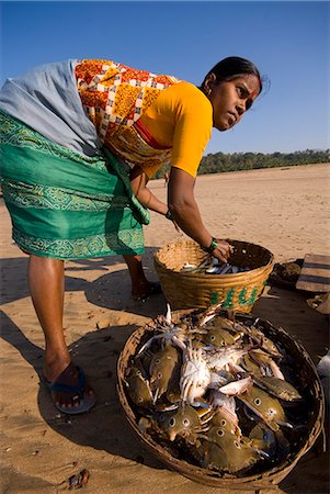 Woman sorting catch, Agonda Beach, Goa, India, Asia Stock Photo - Rights-Managed, Code: 841-06033981