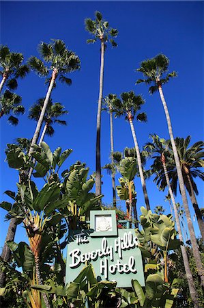 Sign for Beverly Hills Hotel, Beverly Hills, Los Angeles, California, USA Foto de stock - Con derechos protegidos, Código: 841-06344009