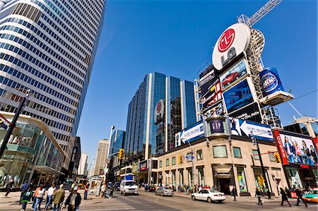 Intersection of Young Street and Dundas Street, showing part of Eaton Center, as viewed from Dundas Square, Toronto, Ontario, Canada, North America Stock Photo - Rights-Managed, Code: 841-06344160