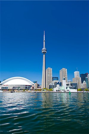 City skyline showing CN Tower, Toronto, Ontario, Canada, North America Stock Photo - Rights-Managed, Code: 841-06344178
