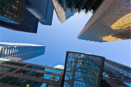 distrito financiero - Vue d'angle faible gratte-ciels, Bay Street, Toronto, Ontario, Canada, Amérique du Nord Photographie de stock - Rights-Managed, Code: 841-06344187