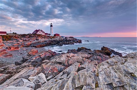 Portland Head Lighthouse, Portland, Maine, New England, États-Unis d'Amérique, Amérique du Nord Photographie de stock - Rights-Managed, Code: 841-06344214