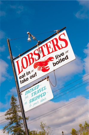 Signe de fruits de mer à vendre, Mount Desert Island, Maine, New England, États-Unis d'Amérique, l'Amérique du Nord Photographie de stock - Rights-Managed, Code: 841-06344241