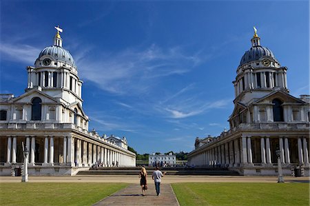 Visitors enjoy summer sunshine, Old Royal Naval College, built by Sir Christopher Wren, Greenwich, UNESCO World Heritage Site, London, England, United Kingdom, Europe Stock Photo - Rights-Managed, Code: 841-06344311