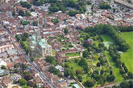 Aerial view of Chichester Cathedral, Chichester, West Sussex, England, United Kingdom, Europe Foto de stock - Con derechos protegidos, Código: 841-06344356