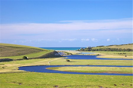 River Cuckmere meets the English Channel at Cuckmere Haven, East Sussex, South Downs National Park, England, United Kingdom, Europe Foto de stock - Con derechos protegidos, Código: 841-06344360