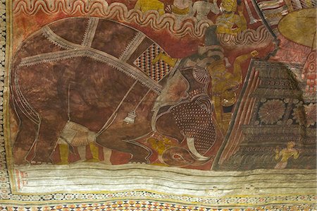 peinture murale - Roof murals, Dambulla Cave Temple, UNESCO World Heritage Site, Sri Lanka, Asia Foto de stock - Con derechos protegidos, Código: 841-06344423