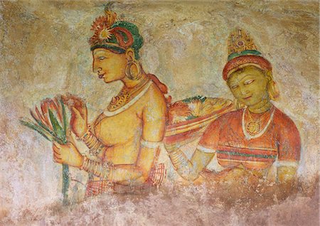 simsearch:841-06343733,k - Demoiselles de Sigiriya ou nuage Maidens, 5ème siècle ap J.-C., fresques, la forteresse de Sigiriya Lion Rock, Sigiriya, Sri Lanka, Asie Photographie de stock - Rights-Managed, Code: 841-06344501