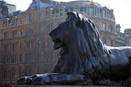 simsearch:841-03677561,k - Statue de lion en bronze de Sir Edwin Landseer, Trafalgar Square, Londres, Royaume-Uni, Europe Photographie de stock - Rights-Managed, Code: 841-06344527