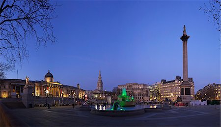 simsearch:841-06343996,k - Trafalgar Square at dusk with Nelsons Column, St. Martin in the Fields and the National Gallery, London, England, United Kingdom, Europe Stock Photo - Rights-Managed, Code: 841-06344520