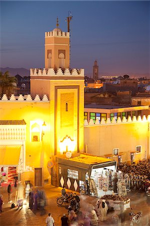 simsearch:841-07653078,k - Mosque at dusk, Place Jemaa El Fna, Marrakesh, Morocco, North Africa, Africa Stock Photo - Rights-Managed, Code: 841-06344754