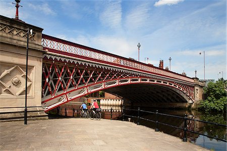 Cyclists by the River Aire at Crown Point Bridge, Leeds, West Yorkshire, Yorkshire, England, United Kingdom, Europe Stock Photo - Rights-Managed, Code: 841-06345121