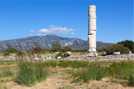 samos - Ireon archaeological site with column of the Temple of Hera, Ireon, Samos, Aegean Islands, Greece Stock Photo - Rights-Managed, Code: 841-06345205