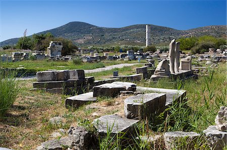 Ireon archaeological site with columns of the Temple of Hera, Ireon, Samos, Aegean Islands, Greece Foto de stock - Con derechos protegidos, Código: 841-06345207