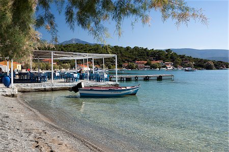 Taverna and beach, Posidonio, Samos, Aegean Islands, Greece Stock Photo - Rights-Managed, Code: 841-06345225