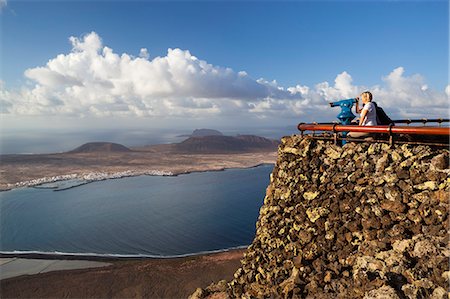 scenic viewer - View to Isla Graciosa, Mirador del Rio, Lanzarote, Canary Islands, Spain Stock Photo - Rights-Managed, Code: 841-06345238