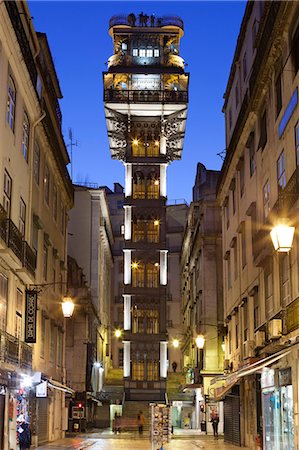 Elevador de Santa Justa, Baixa, Lisbon, Portugal, Europe Foto de stock - Con derechos protegidos, Código: 841-06345288