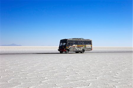 Bus on Salar de Uyuni, the largest salt flat in the world, South West Bolivia, South America Stock Photo - Rights-Managed, Code: 841-06345399