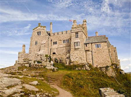 Château Mont St Michael vu fermer vers le haut, Cornwall, Angleterre, Royaume-Uni, Europe. Photographie de stock - Rights-Managed, Code: 841-06340793