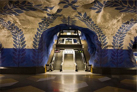 station de métro - Oeuvre en Kungstradgarden subway station, Stockholm, Suède, Scandinavie, Europe Photographie de stock - Rights-Managed, Code: 841-06340802