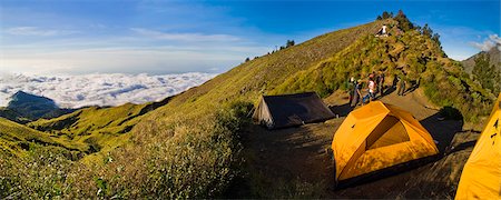 Camping above the clouds on Mount Rinjani, Lombok, Indonesia, Southeast Asia, Asia Stock Photo - Rights-Managed, Code: 841-06341152