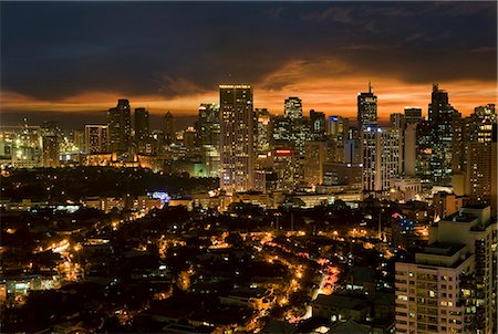 Vue de nuit de Makati, Metromanila, Philippines, l'Asie du sud-est, Asie Photographie de stock - Rights-Managed, Code: 841-06341392