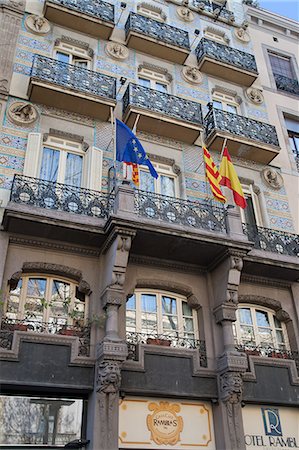 Detail of Spanish architecture, Las Ramblas, Barcelona, Catalonia, Spain, Europe Foto de stock - Direito Controlado, Número: 841-06341497