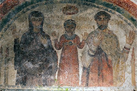 fresco - The earliest representation of San Gennaro (St. Januarius), patron saint of Naples, in the catacombs of San Gennaro, Naples, Campania, Italy, Europe Stock Photo - Rights-Managed, Code: 841-06342153