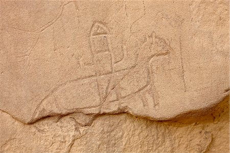 symbol - Soldier riding a horse petroglyph, Chetro Ketl, Chaco Culture National Historical Park, UNESCO World Heritage Site, New Mexico, United States of America, North America Foto de stock - Con derechos protegidos, Código: 841-06342458