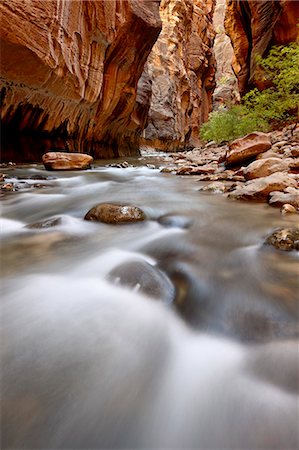 erosionado - Cascade in The Narrows of the Virgin River, Zion National Park, Utah, United States of America, North America Foto de stock - Con derechos protegidos, Código: 841-06342452