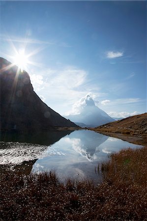 Matterhorn in Ferne, Zermatt, Kanton Wallis, Schweizer Alpen, Schweiz, Europa Stockbilder - Lizenzpflichtiges, Bildnummer: 841-06342773