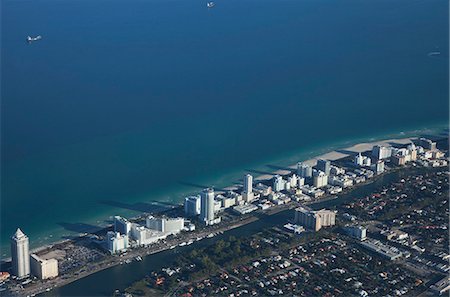 florida city beaches - Aerial view of Miami Beach, Florida, United States of America, North America Foto de stock - Con derechos protegidos, Código: 841-06342829